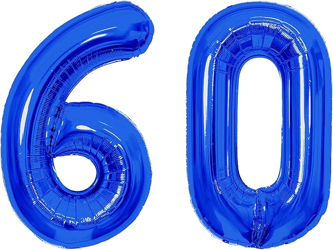 Number Balloons Navy Blue Balloons - Giant Number 60 Balloon, Blue 60th Number Balloon Birthday Decorations for Men