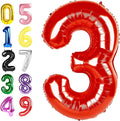 3 Birthday Balloon, 40 Inch 3 Year Old Balloon for Birthday Party Decoration, Red Number 3 Ballon for 3, 13, 23, 38 Celebration, Men and Women, Wedding, Anniversary Decor