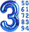 Navy Blue 3 Balloon, Number Balloon 40 Inch, 3rd Three Year Old Birthday Deco, Blue Party Supplies for Party Decorations, Number 3 Balloon