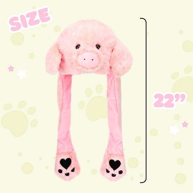 Animal Hat with Ears Moving Jumping Pop Up Beating Hat Plush Holiday Cosplay Dress Up Funny Gift for Kids