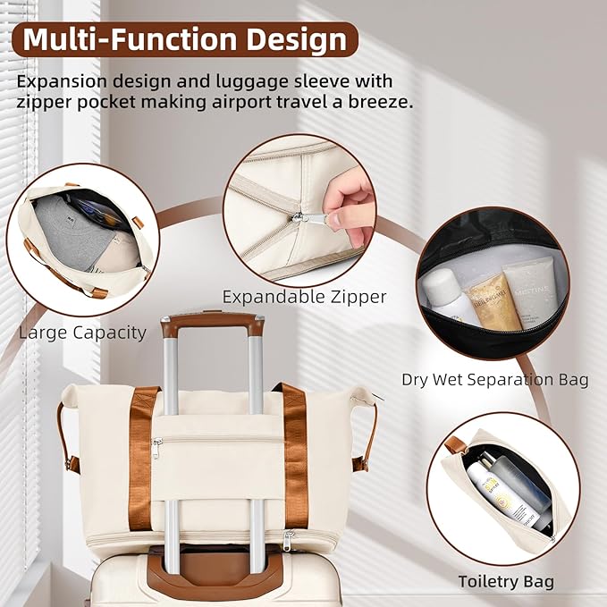 LARVENDER Luggage Sets 6 Piece, Expandable Hardside Carry on Suitcase Set with Spinner Wheels, Lightweight Rolling Luggage Sets for Women with TSA Lock, Cream Brown
