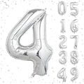 40 Inch Silver Number Balloons, Helium Mylar Foil Number Balloons for Birthdays, Number 4 Balloon for Party Wedding Bachelorette Birthday Bridal Shower Graduation Anniversary Celebration Party Decorations Supplies