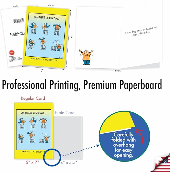 NobleWorks - 1 Happy Birthday Greeting Card Funny - Cartoon Comic Humor, Celebrate Birthdays Notecard - Perfect 10 C7243BDG