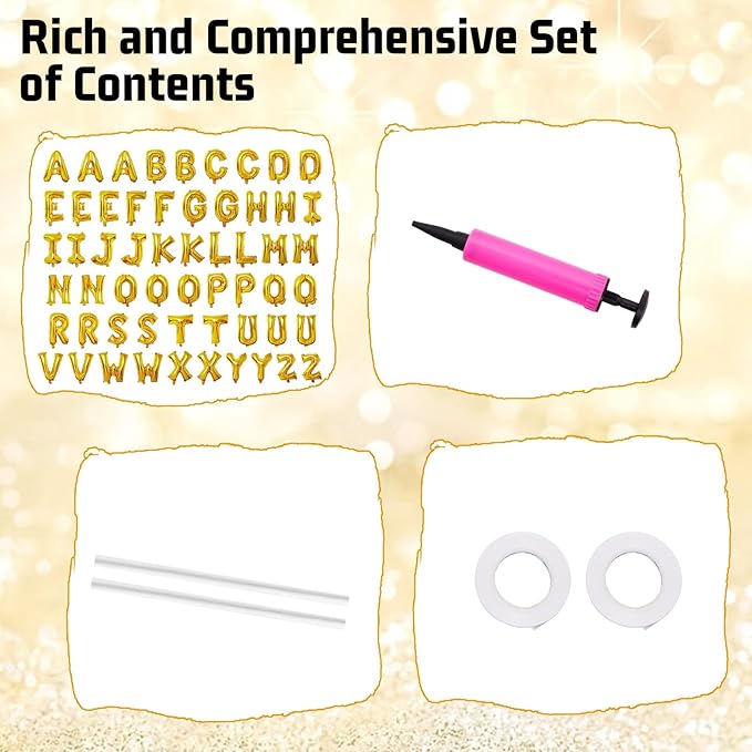 58 PCS Letter Balloons Alphabet Letters 2 Sets A- Z & 1 Sets AEIOU 16 Inch Foil Alphabet Letter Balloons Set Custom Phrase Banner for Birthdays Wedding Party Anniversary Decoration