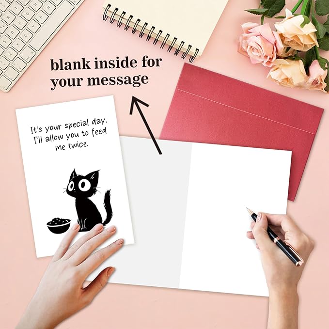 Cheeky Birthday Card from Cat, Funny Anniversary Card for Cat Lover, Humorous Special Day Gift for Woman Man
