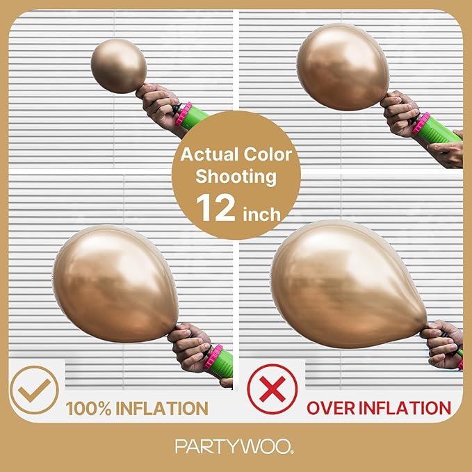 PartyWoo Metallic Gold Balloons 140pcs Different Sizes of 18 12 10 5 Inch Chrome Gold Balloon Arch Kit Garland for Birthday Graduation Baby Shower Wedding Bachelorette Party Decorations Gold-G127