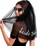 Bride to Be Embroidered Veil with Heart Sunglasses - Bachelorette Party Favors, Bridal Shower Decorations