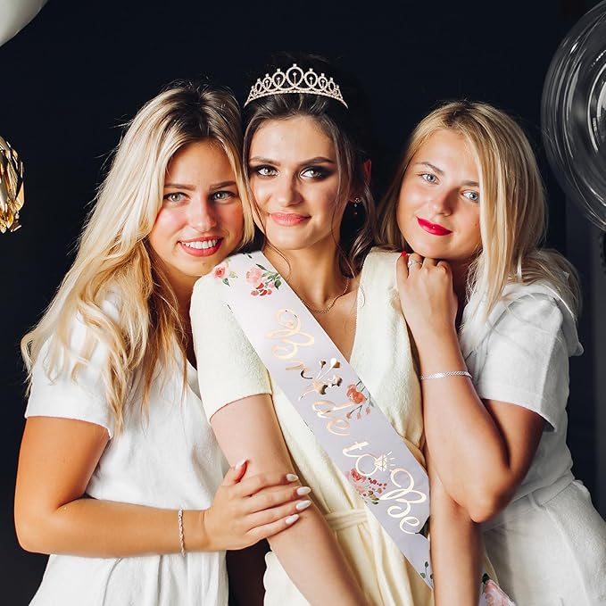 CIEHER Bride To Be Gifts: Sash, Tiara, Bachelorette & Bridal Shower Decorations