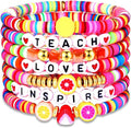 Surfer Heishi Bracelets for Women Stackable Rainbow Vinyl Disc Clay Beaded Stretch Bracelets Elastic Layering Friendship Bracelets Boho Summer Beach Jewelry