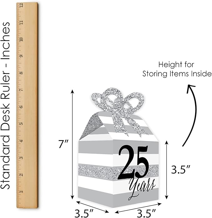 Big Dot of Happiness We Still Do - 25th Wedding Anniversary - Square Favor Gift Boxes - Anniversary Party Bow Boxes - Set of 12