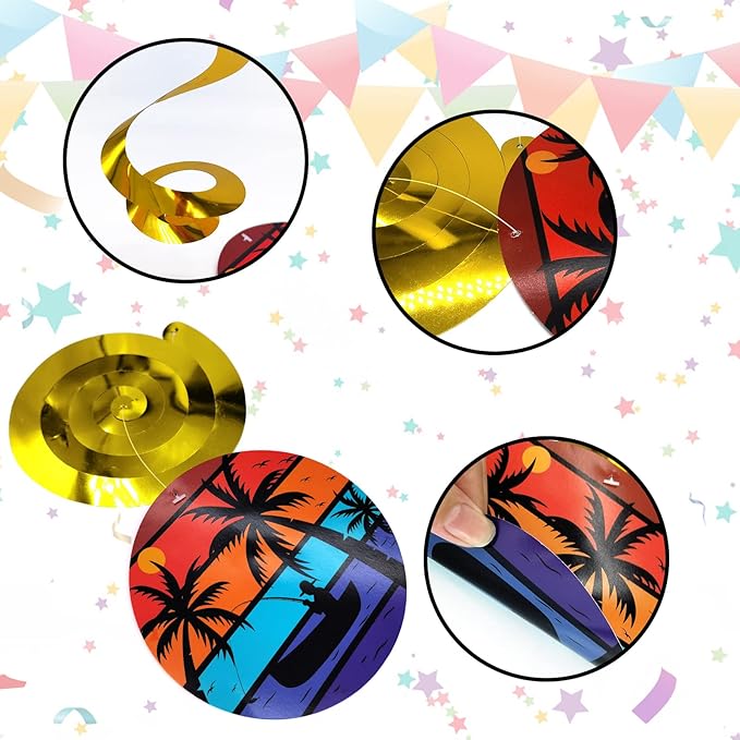 KALEFO 36 Pcs Retirement Party Decorations Hanging Swirls Assorted Colors Gold Black Red White Happy Retirement Signs Ceiling Decor for Men Women Work Celebration Favors