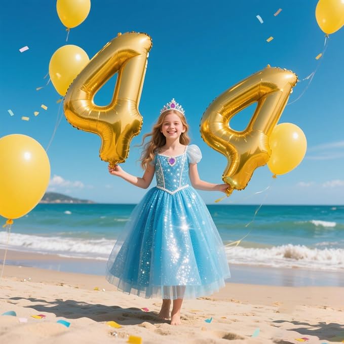 40 Inch Large 4 Balloon Numbers Gold Big Foil Number Balloons Giant Helium Happy 14th 24th Birthday Party Decorations for Man and Women, Huge Mylar Anniversary Party Supplies