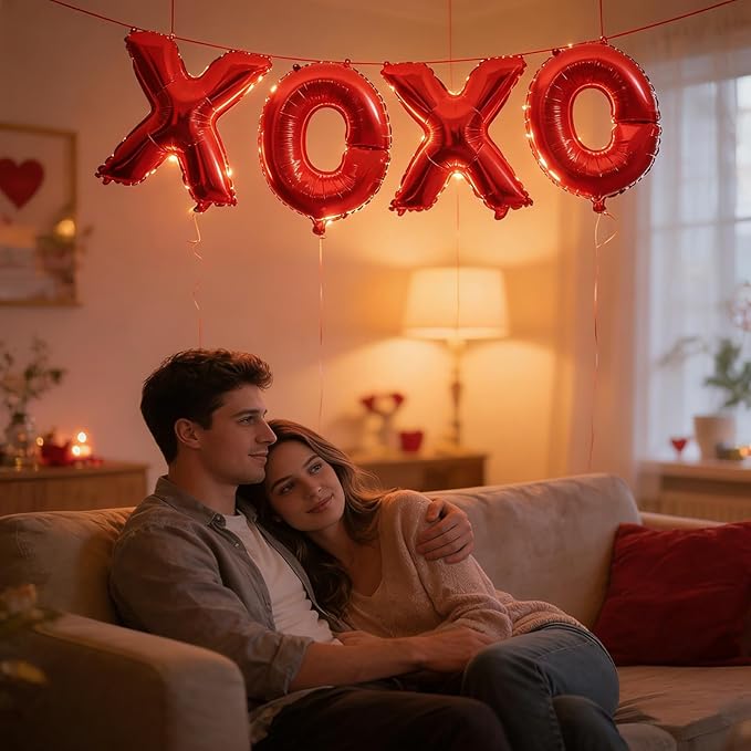 Soochat XOXO Balloons | Valentine Letters Mylar Foil Balloons - Bachelorette Parties Wedding Bridal Showers Photo Props Decorations Valentines Day Party Supplies (Red)