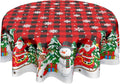 Christmas Tablecloth Round 60 Inch Black Red Buffalo Plaid Snowflake Winter Table Cloth Washable Snowman Christmas Table Cover for Kitchen Dinner Room Holiday Party Indoor Outdoor Home Decor