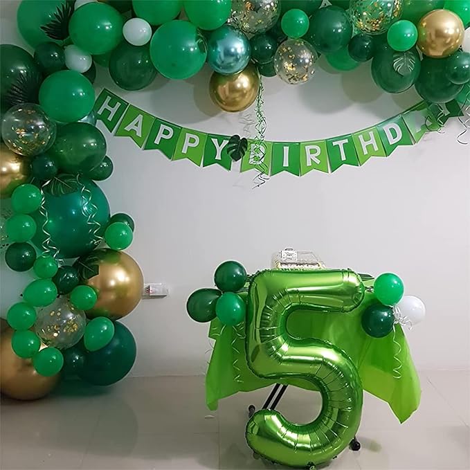 Green Number Balloons, 40inch Large Number 6 Foil Mylar Helium Balloons for Girls Women, Self Inflating Number Balloons 0-9 for Men Boys 6th 16th 60th Birthday Anniversary Party Celebration Decoration