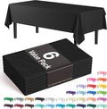 Exquisite 6-Pack Plastic Tablecloth 54x108 Rectangle Value Pack Plastic Table Cover - Black