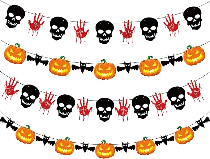 OHOME Halloween Decorations - 40 Pack Halloween Banner - Trunk or Treat Decorations for Indoor Outdoor - Halloween Garland for Door Wall - Hanging Halloween Decor Birthday Party Favors Supplies