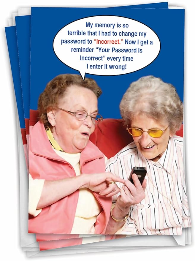 NobleWorks - Pack of 3 Hilarious Birthday Greeting Cards with Envelopes (1 Designs, 3 Each) - Incorrect Password C9912BDG-C3x1