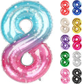 Starry Sky Number 8 Balloon 40 Inch, 8 Balloon Number, 8th Birthday Decorations, Starry Sky Party Supplies for Boys Girls