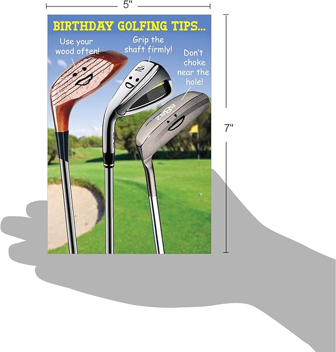 NobleWorks - Funny Men's Happy Birthday Card with Envelope - Golf Humor Greeting Card for Men, Husband - Sports Advice, Comic Stationery - Golfing Tips 9002