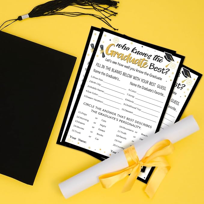 Yangmics Direct Who Knows The Graduates Best - Grad Graduation Party Game 2026 Party Supplies Decoration- 30 Cards
