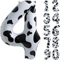 Cow Print Balloon Birthday Decorations Supplies,40 inch Number 4 Balloon | Cowgirl Theme Number Balloons for 4st Birthday Party | Farm Barn Decor for kids