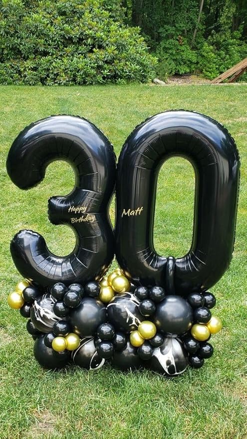 Black Number 70 Balloon 40 inch, 70 Number Balloons, 70th Black Birthday Decorations, 70 Year Old Women Men Party Supplies
