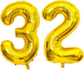 Giant Gold Number 32 Balloons, 40 Inch Jumbo Number 32, Large Foil Mylar Balloons for Girls Women 32th Birthday Party Decorations, 32 Anniversary Events Decorations