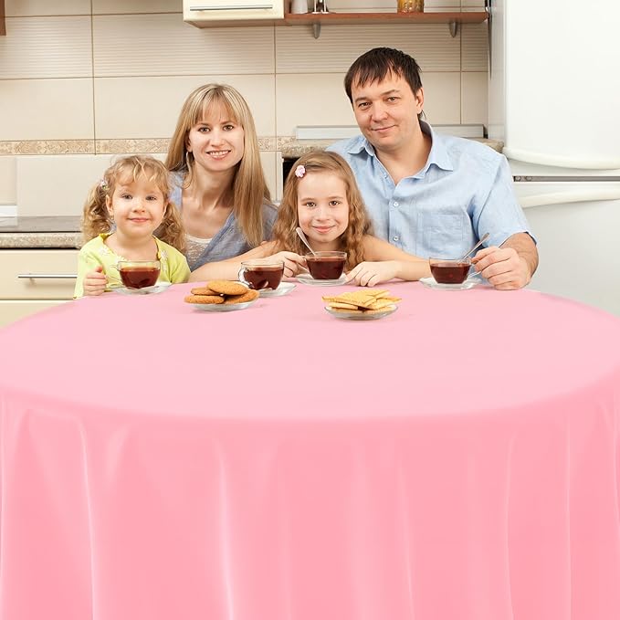 MASHAN 12Pack 84 Inch Round Pastel Color Tablecloths,Plastic Pastel Rainbow Tablecloth Disposable Round Table Covers for Baby Shower, Easter,Wedding, Birthday and Ice Cream Party Decoration,6Color