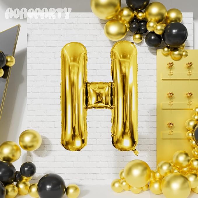 Letter Balloons 40Inch Large Giant big Foil Mylar Gold Balloons H for Birthday Party Decorations