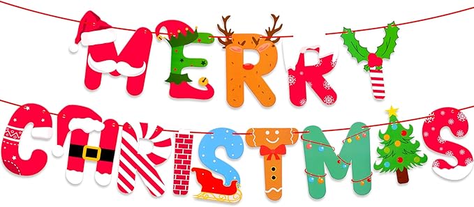 KatchOn, Merry Christmas Banner for Mantle - Large, 10 Feet, No DIY | Christmas Wall Decorations | Christmas Decorations, Christmas Mantle Banner | Merry Christmas Garland, Christmas Party Decorations