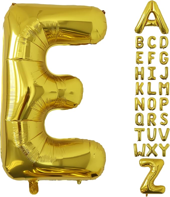 Letter Balloons Gold Party Balloon - 40 Inch Large Gold Letter E Balloon, Letter Balloon Birthday Decorations, Balloon for Women Men Anniversary Party Decorations Supplies