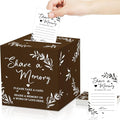 Pajean 50 Pcs Share a Memory Cards for Collections of Life, Memory Cards Box for Guest Ideas Funeral Graduation Wedding Bridal Shower Birthday Anniversary Retirement(Brown,Trendy)