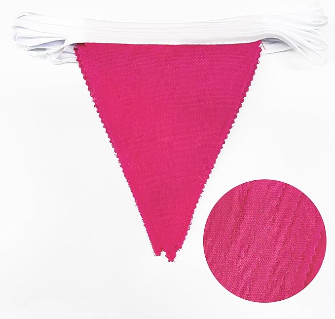 46Ft Hot Pink Party Decorations Hot Pink Burlap Banner Triangle Pennant Flag Linen Garland Streamers for Women Girls Vintage Birthday Wedding Rustic Baby Shower Anniversary Party Decorations