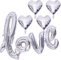 5 Pcs Silver Heart Shaped Balloons Silver Love Valentine Balloons for Valentines Day Bridal Shower Wedding Party Decorations
