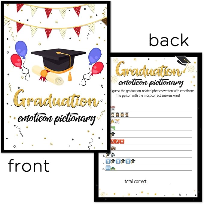 Yangmics Direct 2025 Graduation Party Card,Graduation Table Cards,Graduation Emoticons Pictionary Theme,30PCS Graduation Party Ideas Activities Supplies Decor for Class