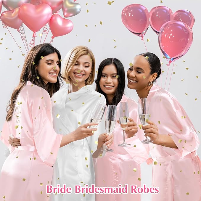 Panitay 42 Pcs Bridal Robes Sets Bride Robes Bridesmaids Proposal Gift Heart Sunglasses Champagne Flutes for Wedding Party