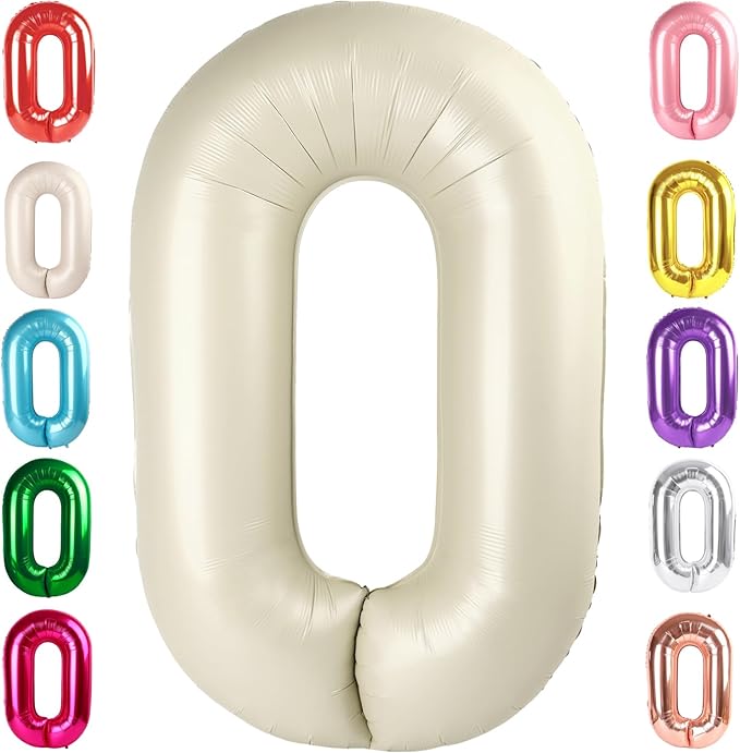 Number 0 Balloons 40 Inch Cream White Number Balloons for 10 20 30 40 50 60 70 80 90 100 Numbers Balloon Birthday Decorations Wedding Event Baby Shower