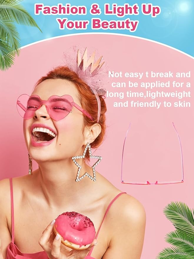 Heart Shaped Sunglasses for Women Colorful Glasses Fun Trendy Transparent Heart Sunglasses Party Favor