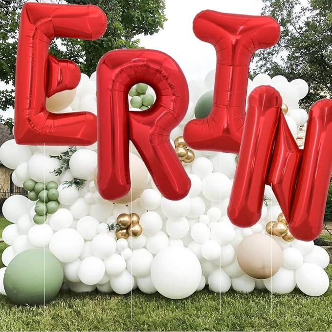 TONIFUL 40 Inch Large Bright Red Letter Balloons A-Z, Giant Jumbo Helium Foil Mylar Big Letter R Balloons for Birthday Party Anniversary Wedding Decorations