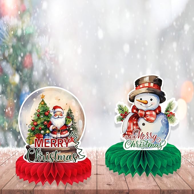Christmas Table Decorations Christmas Honeycomb Table Centerpieces for Christmas Party Decorations, 9 Pcs