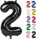 Black Number 2 Balloon 40 Inch, 2 Balloon Number, 2nd Birthday Decorations for Baby Girls Boys Toddlers