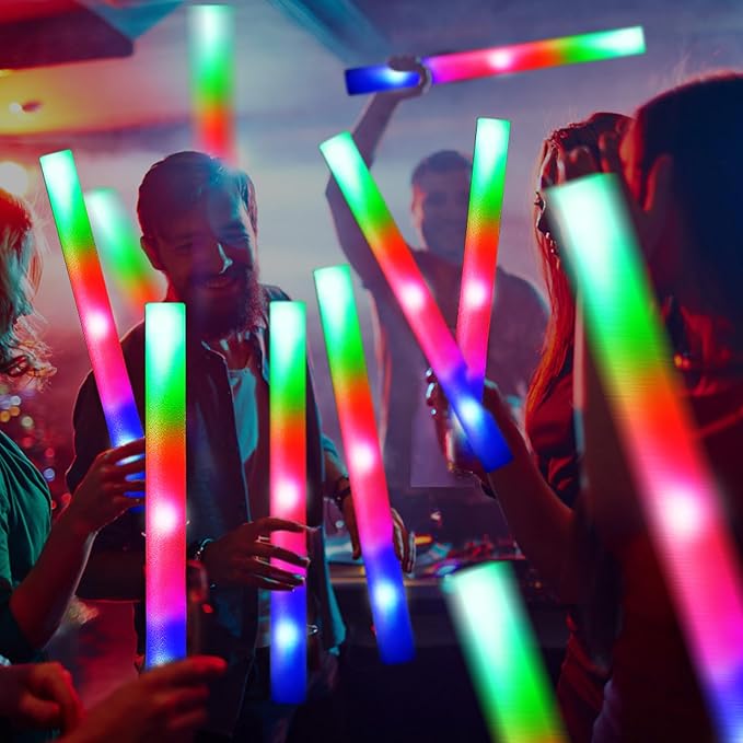 32PCS Foam Glow Sticks, Foam Light Up Sticks with 3 Modes Colorful Flashing, Glow Sticks for Wedding, Glow Stick Bulk Party Pack for Wedding, Raves, Concert, Camping, Carnival