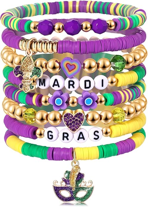 Surfer Heishi Bracelets for Women Stackable Rainbow Vinyl Disc Clay Beaded Stretch Bracelets Elastic Layering Friendship Bracelets Boho Summer Beach Jewelry