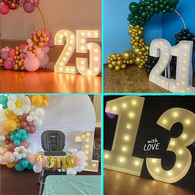 3FT Marquee Light Up Numbers Pre-Cut Frame Giant Marquee Numbers 7, Mosaic Numbers for Balloons, 17th 70th Birthday Decorations for Women Men, 70th Anniversary Decorations, Party Decor