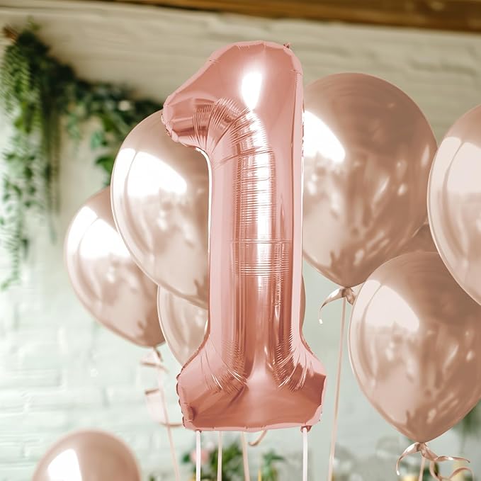 40 Inch Large Rose Gold Number Celebration and Decoration Balloon for Birthday Parties, Graduations, Anniversaries, Weddings, Photo Shoots, Special Events (Rose Gold Number 1)