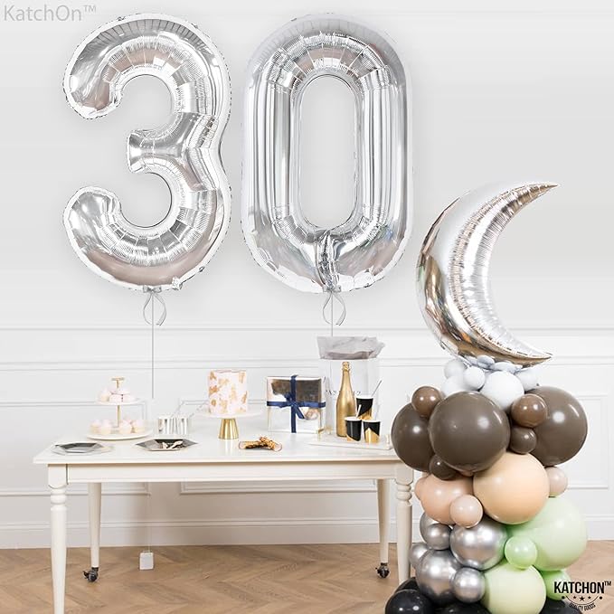 Giant, 40 Inch Silver Number 0 Balloon - Mylar 0 Number Balloon | Silver 0 Balloon for Balloons Party Decorations | 0 Number Balloon for Birthday Party, Anniversary Decorations