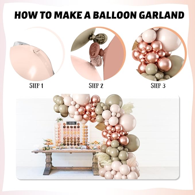 Boho Balloon Arch Double Stuffed Blush Nude Rose Gold Boho Balloon Garland Kit Rosegold Beige Peach Brown Cream Latex Balloons for Baby Bridal Shower Engagement Birthday Wedding Boho Party Decorations
