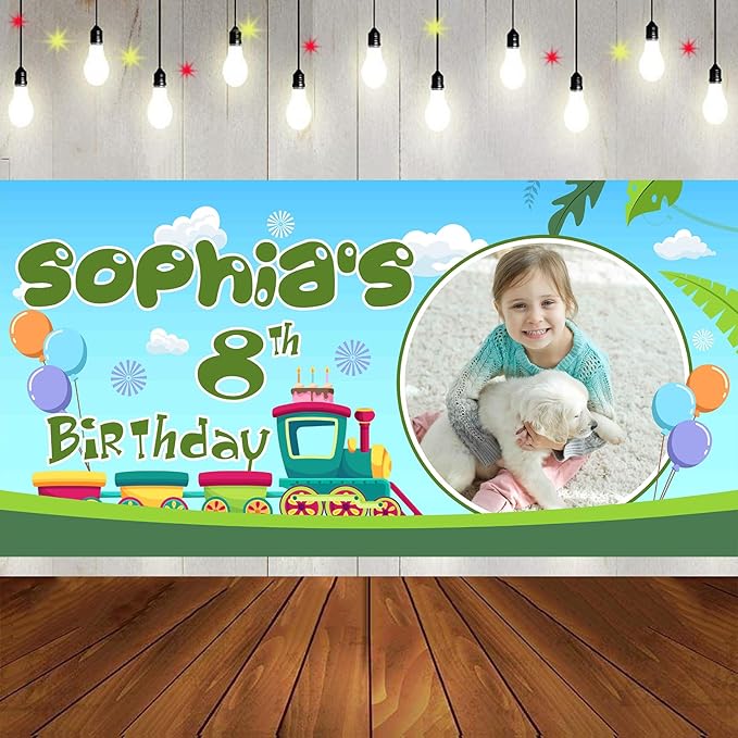 Custom Happy Birthday Banner Personalized Banners and Signs with Photo Name for Women Men Kids Party Decorations Supplies Indoor Outdoor Birthday Gifts Style 27