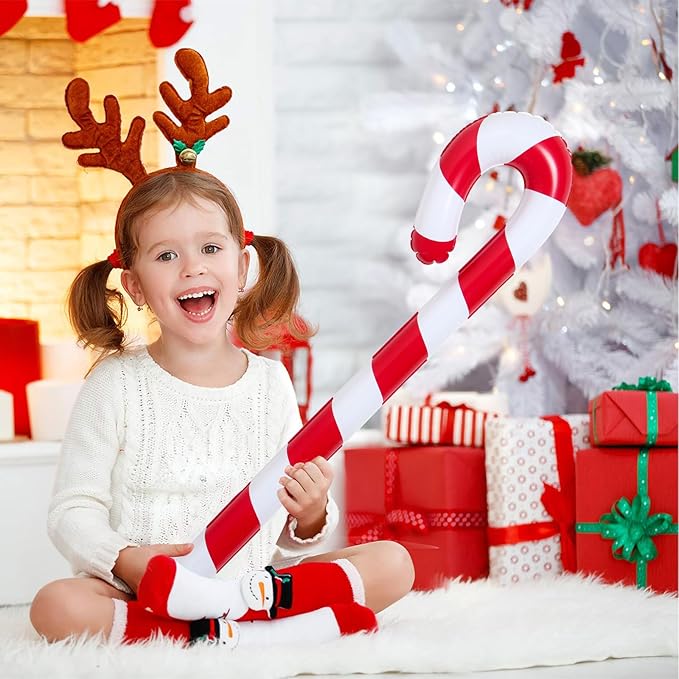 QIFU 3pcs 35 Inch Inflatable Christmas Candy Cane for Christmas Decorations, Indoor Outdoor Holiday Yard Xmas Decorations Gift Party Favor for Home